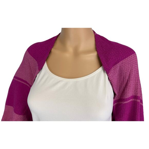 LOGO Lori Goldstein Evelyn Shrug Sweater Pink Striped Relaxed Fit Plus Size 1X - Picture 7 of 10